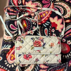 Vera Bradley Quilted Floral Crossbody Bag - Cream and Pink